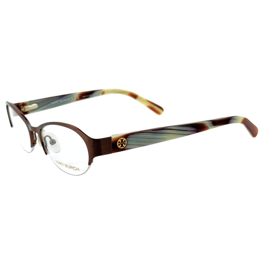 Tory Burch TY1033 Womens Semi Rimless Eyeglass Frame 443 Brushed Dk Brown 49-17